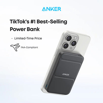 Anker 5,000mAh Magnetic Power Bank - Wireless Portable Charger with Foldable Stand & USB-C Port for iPhone 17/16/15/14/13